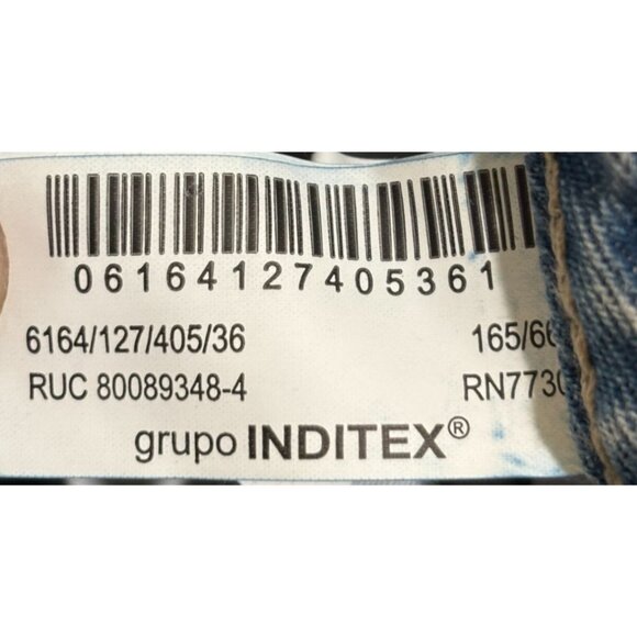 Zara Womens High-Waisted Wide-Leg Jeans With Frayed Hem In Light Wash Denim - Picture 5 of 9